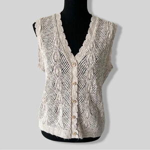 Vintage D'Allaird's Crochet Open Cable Knitted Vest Made in Canada
